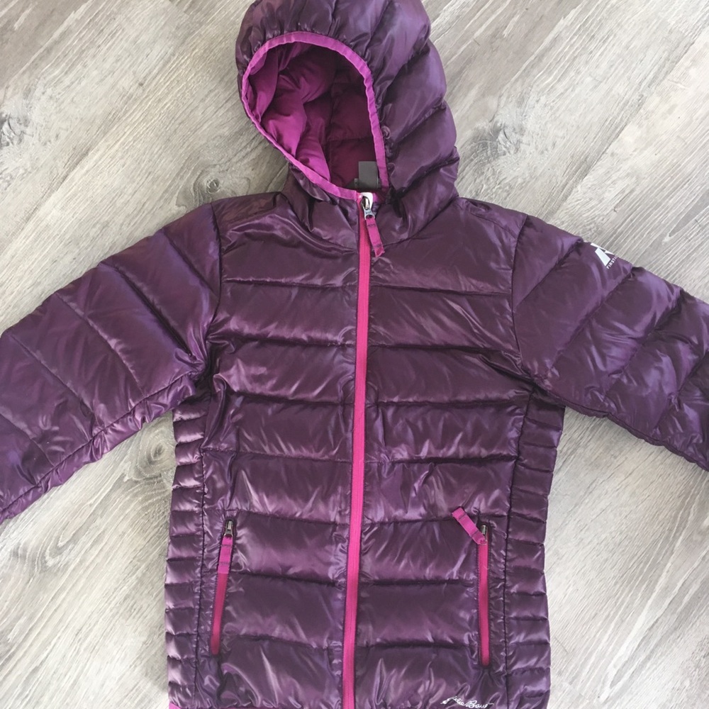 Eddie Bauer Girls Purple Down Puffer Coat Size 10